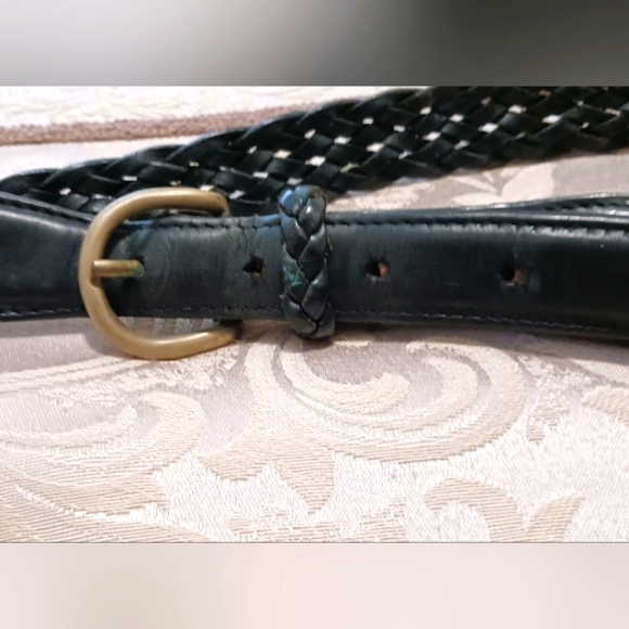 VTG Black Woven Leather belt Men's size 38" Waist - Picture 6 of 10